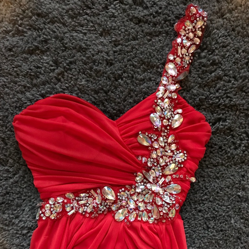 Red hi low formal